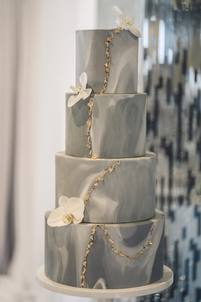Marbled grey wedding cake