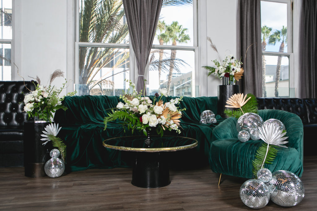 New Year's Eve Seating with Disco Balls | At The Top Long Beach