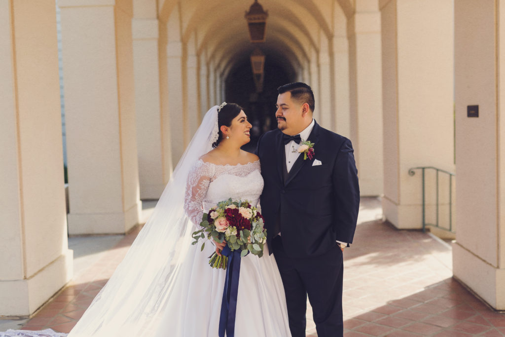 Bride and groom Pasadena City Hall