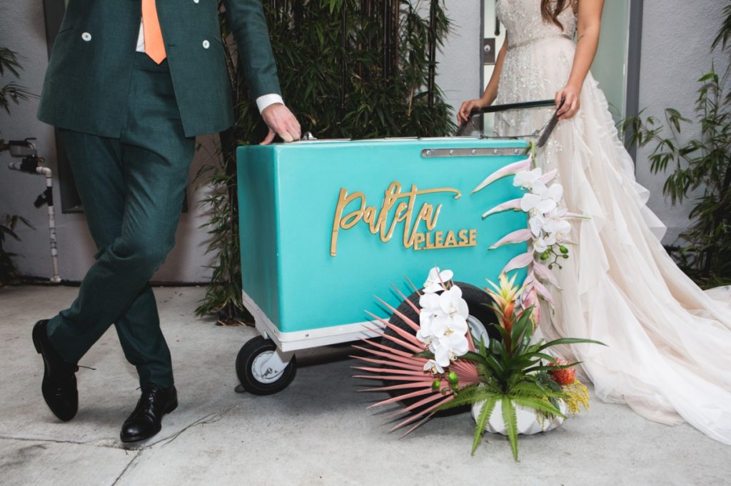 Ice Cream Cart with Bride and Groom 