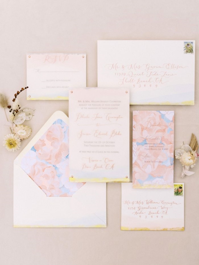 Pinterest Style Wedding Invitation Suite with Calligraphy